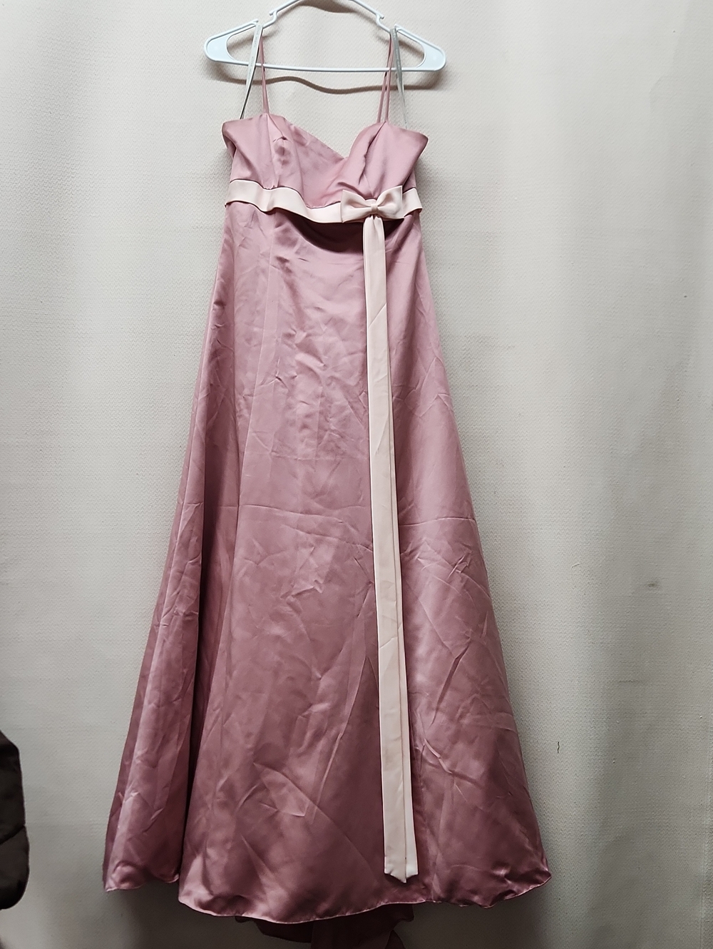 Alfred Angelo Dusty Rose Satin Formal Dress with Pink Sash